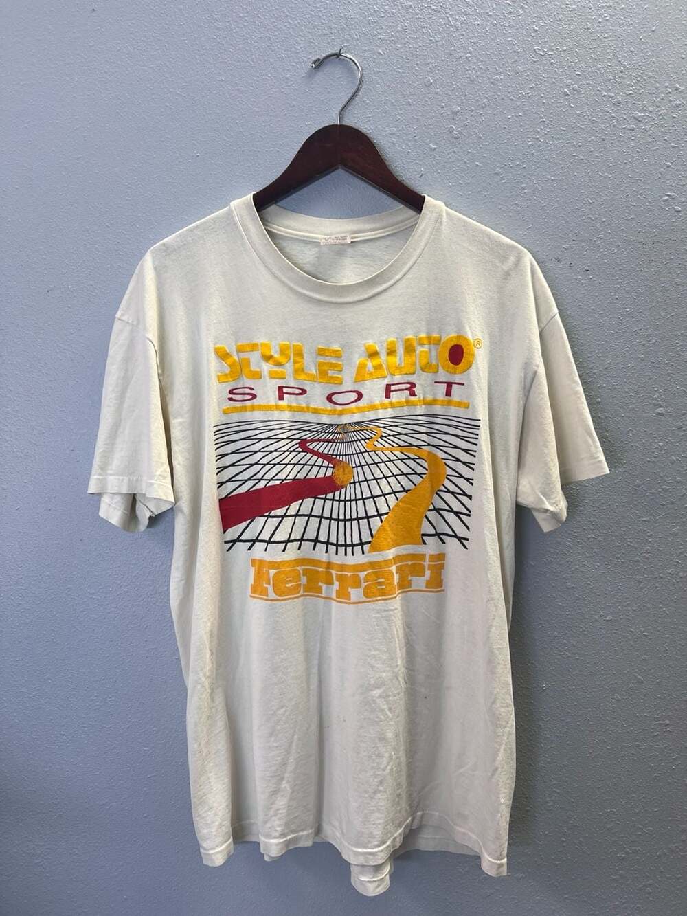 Vintage 80s Style Auto Sport Ferrari T Shirt Mens XL Stedman USA Graphic 0540